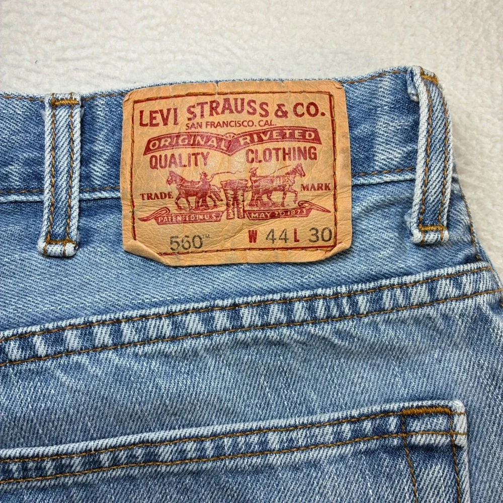 Levis 560 Comfort Fit Jeans Men 44x30 Blue Faded Relaxed Taper Casual Loose Y2K